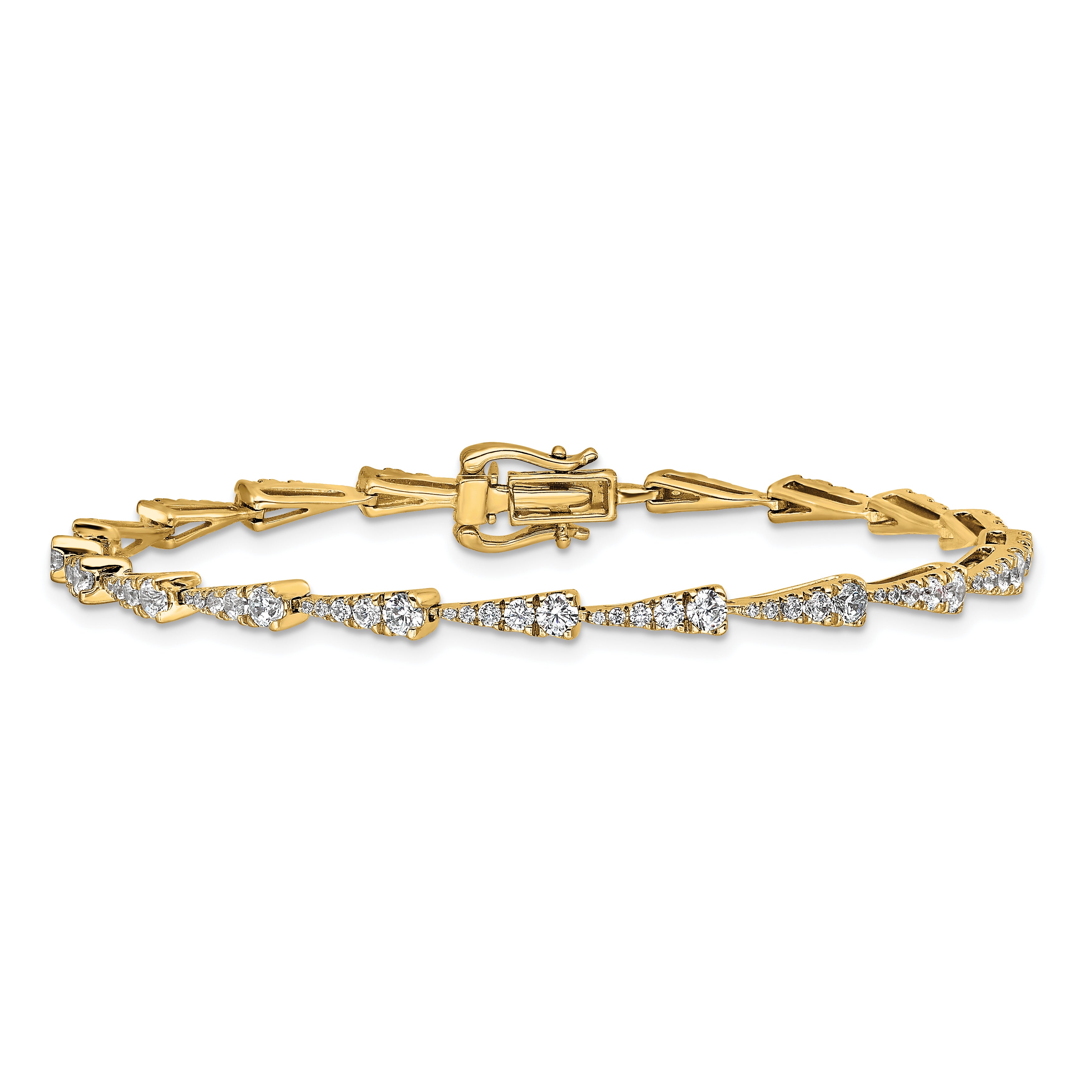 14K Yellow Gold True Origin 2 1/5 Carat Lab Grown Diamond Vs D E F 7 Inch Fancy Bracelet