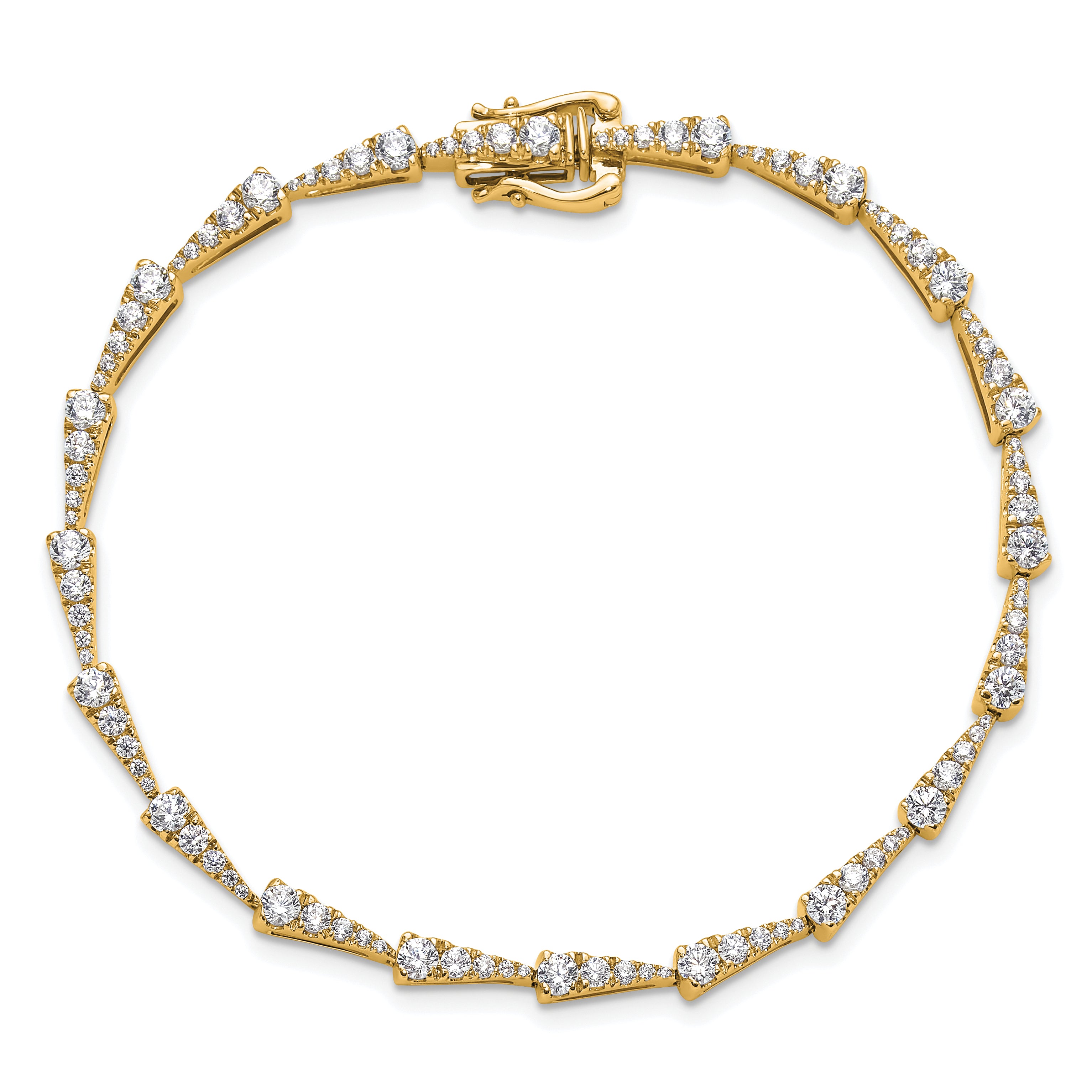 14K Yellow Gold True Origin 2 1/5 Carat Lab Grown Diamond Vs D E F 7 Inch Fancy Bracelet