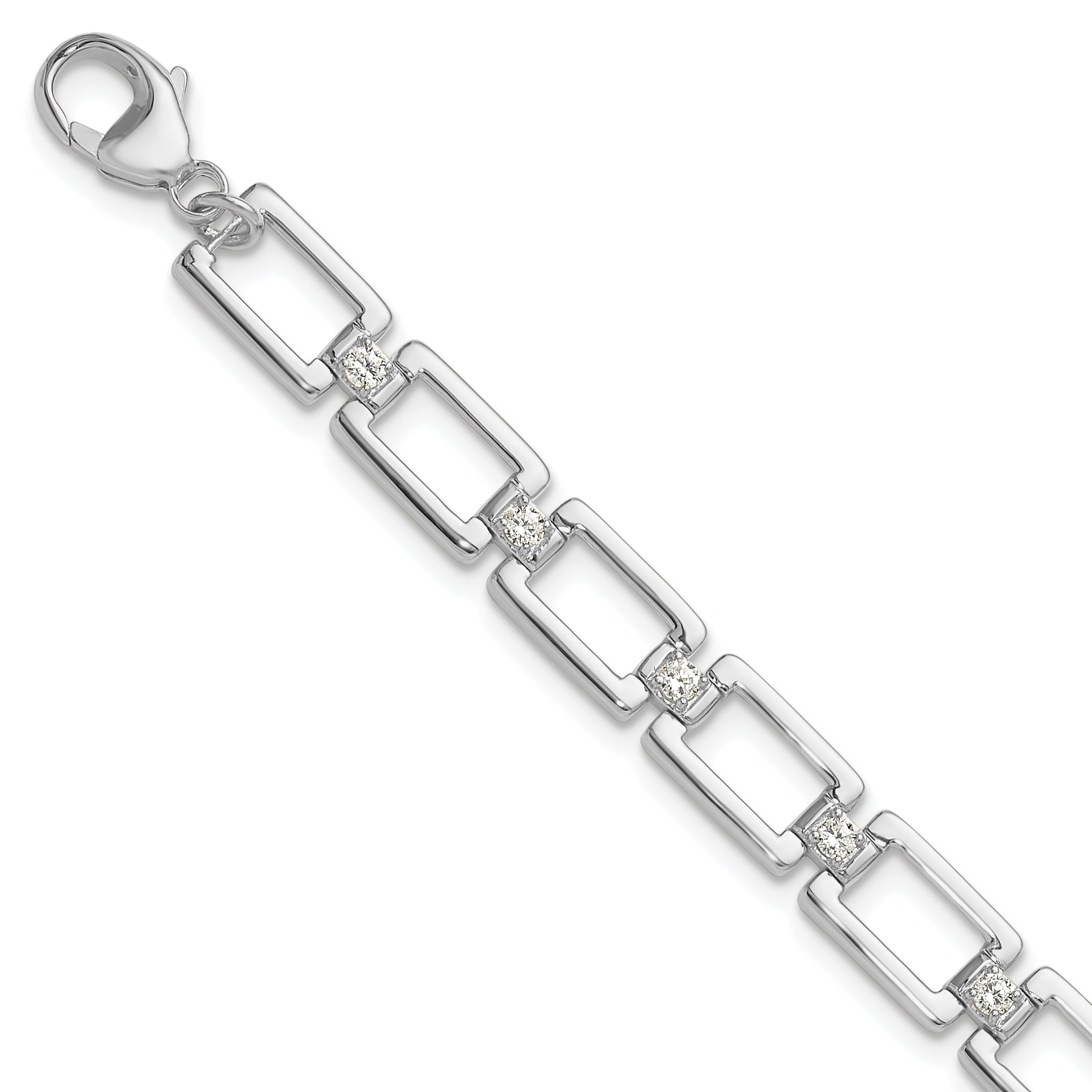 14K White Gold True Origin 1/2 Carat Lab Grown Diamond Vs Def 7 Inch Fancy Link Bracelet