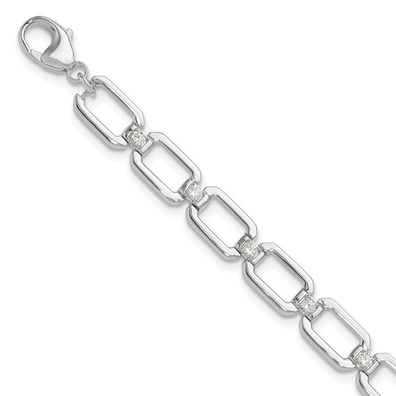14K White Gold True Origin 1/2 Carat Lab Grown Diamond Vs Def 7 Inch Fancy Link Bracelet