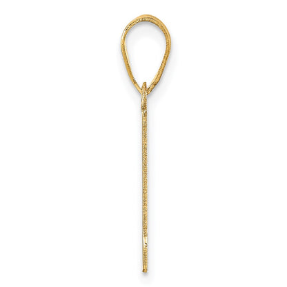 14K Yellow Gold Polished Block Number 1 Pendant