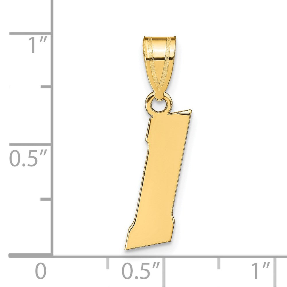 14K Yellow Gold Polished Block Number 1 Pendant