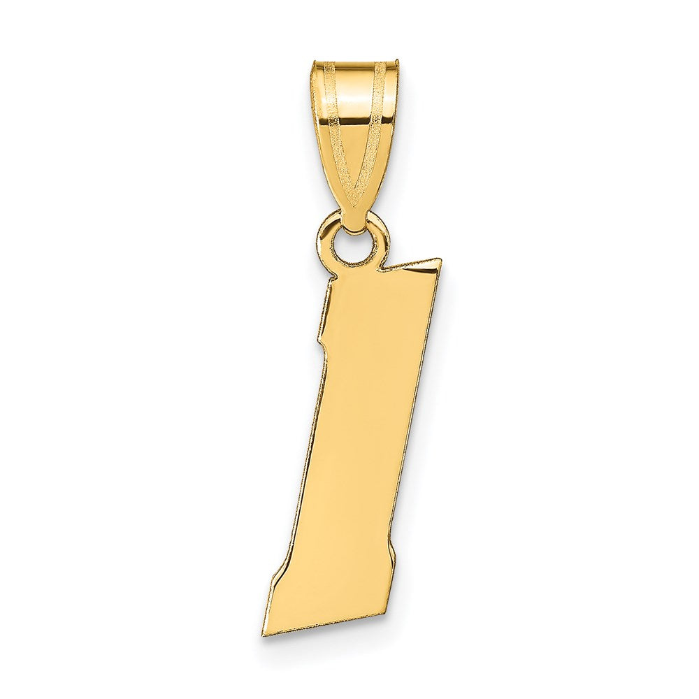 14K Yellow Gold Polished Block Number 1 Pendant
