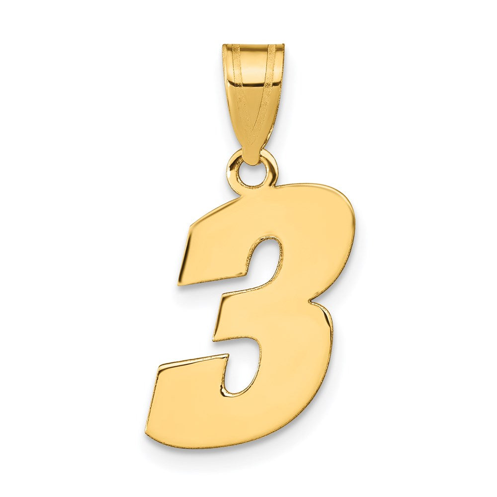 14K White Gold Polished Block Number 3 Pendant
