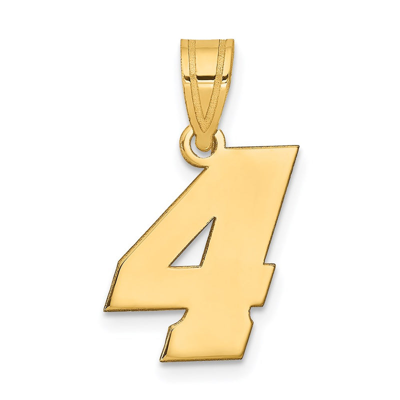 14K Yellow Gold Polished Block Number 4 Pendant