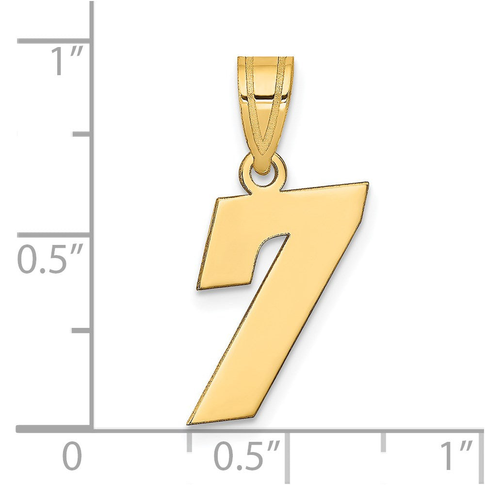 14K Yellow Gold Polished Block Number 7 Pendant