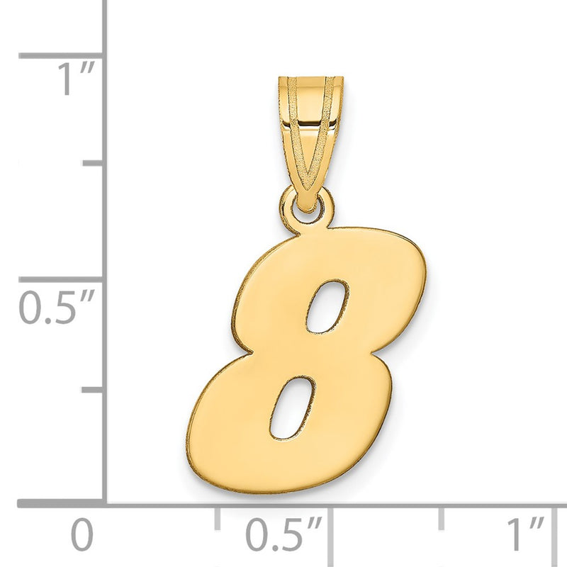 14K Yellow Gold Polished Block Number 8 Pendant