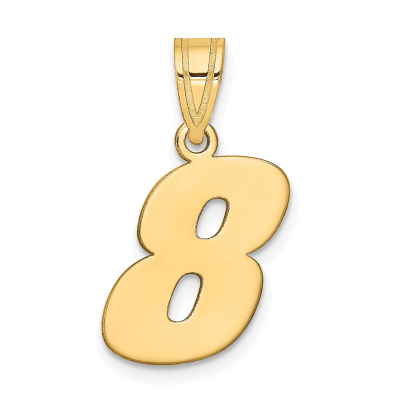 14K Yellow Gold Polished Block Number 8 Pendant