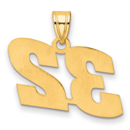 14K White Gold Polished Block Number 32 Pendant