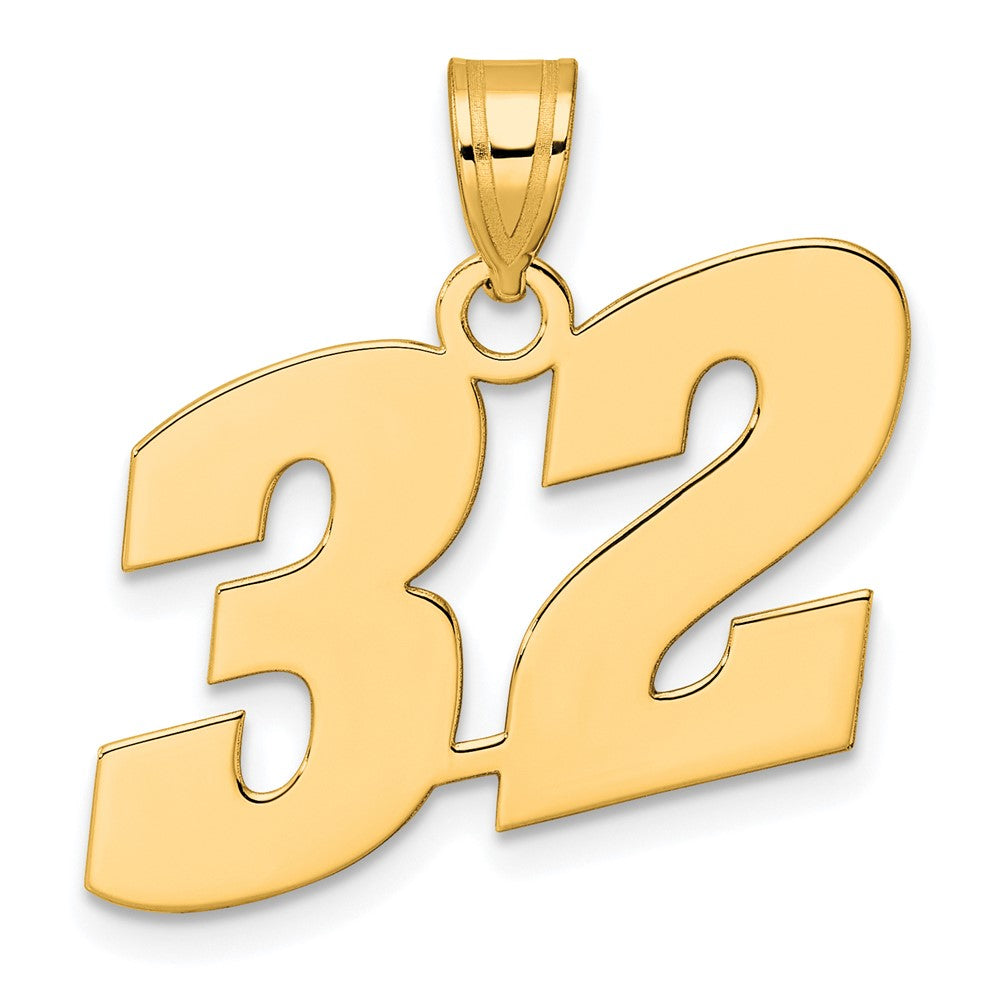 14K White Gold Polished Block Number 32 Pendant