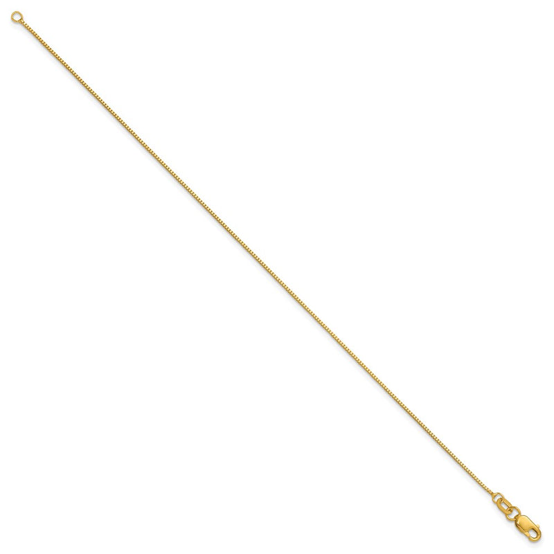 14K Yellow Gold .7mm Box With Lobster Clasp Chain Bracelet