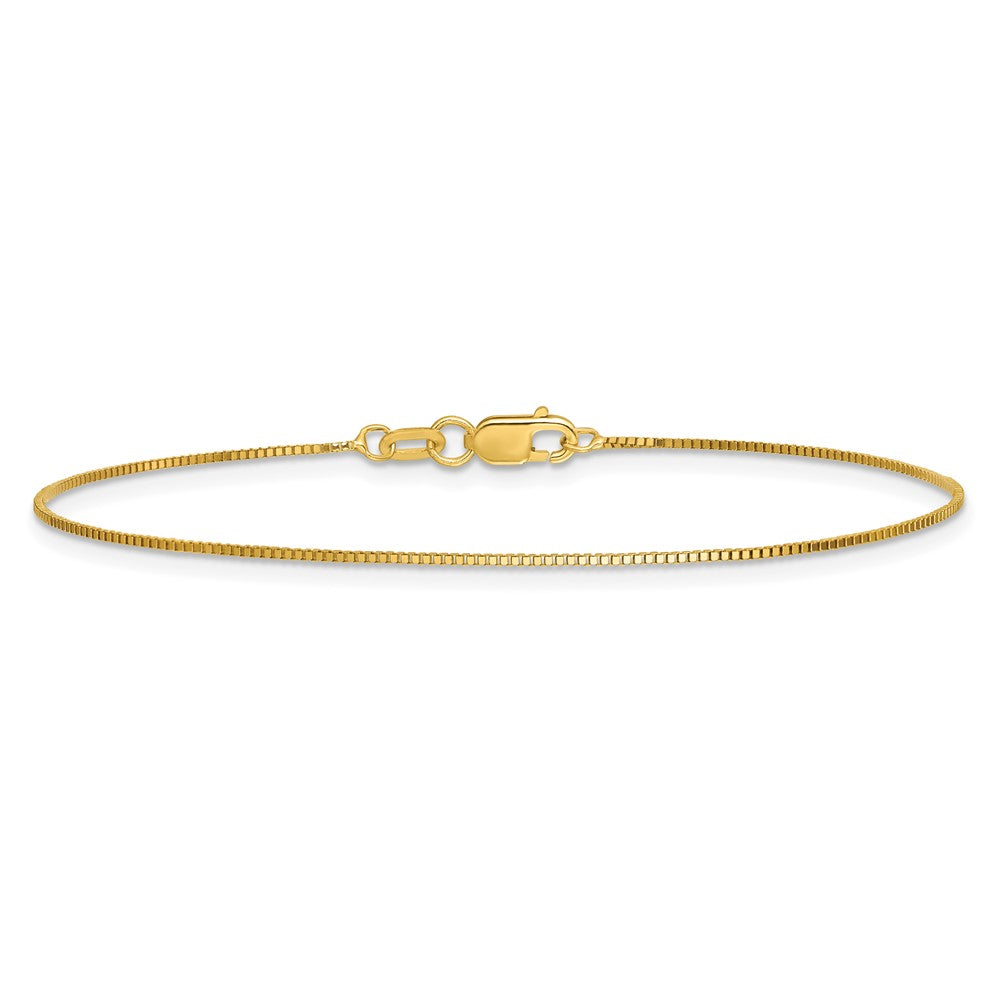 14K Yellow Gold .7mm Box With Lobster Clasp Chain Bracelet