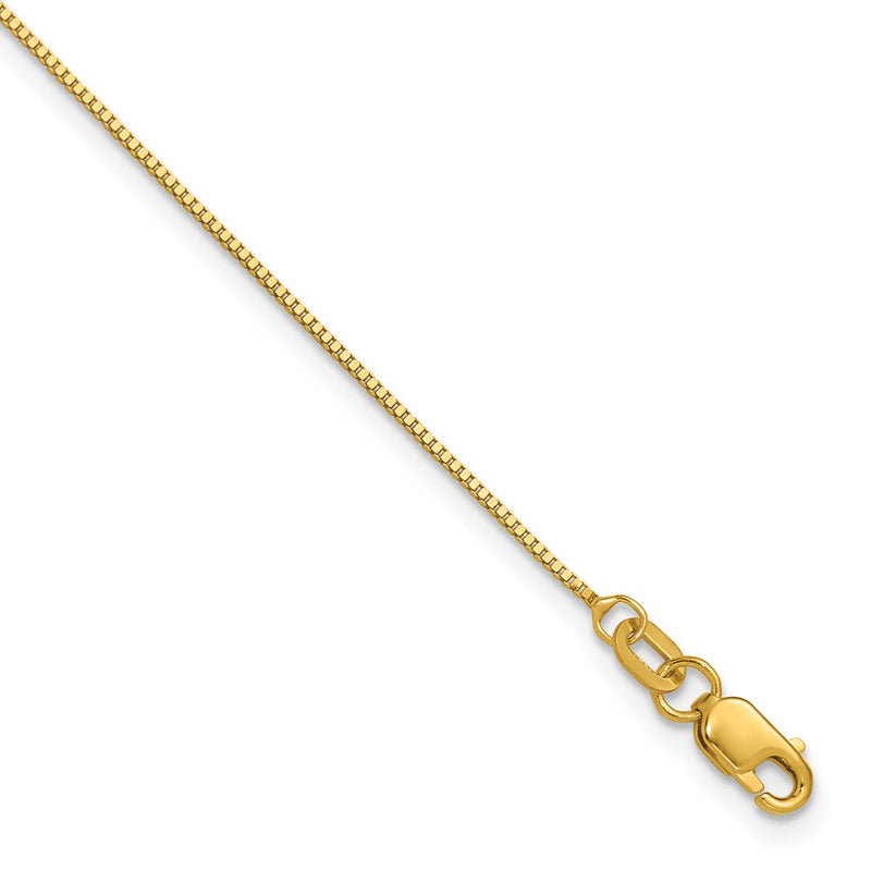 14K Yellow Gold .7mm Box With Lobster Clasp Chain Bracelet