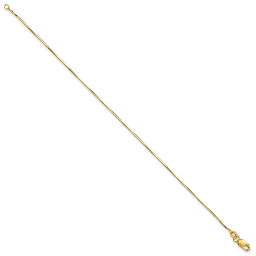 14K Yellow Gold 9 Inch .9mm Box With Lobster Clasp Anklet