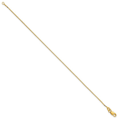14K Yellow Gold 9 Inch .9mm Box With Lobster Clasp Anklet