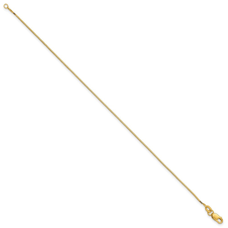 14K Yellow Gold .9mm Box With Lobster Clasp Chain Anklet
