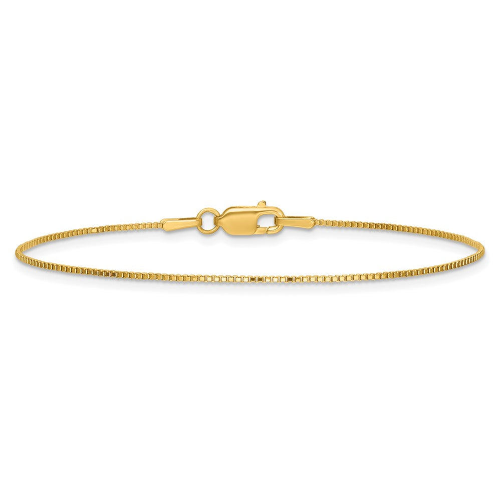 14K Yellow Gold 9 Inch .9mm Box With Lobster Clasp Anklet