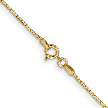 14K Yellow Gold 14 Inch .9mm Box With Spring Ring Clasp Chain