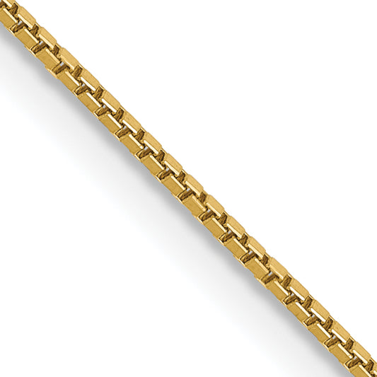 14K Yellow Gold 14 Inch .9mm Box With Spring Ring Clasp Chain