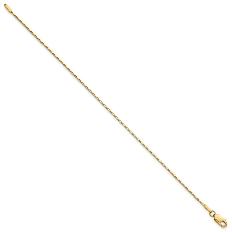 14K Yellow Gold 1mm Box With Lobster Clasp Chain Bracelet