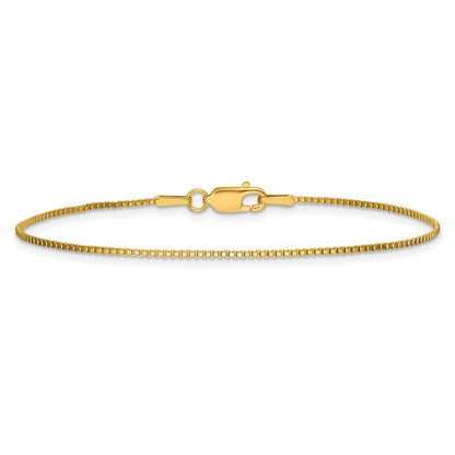 14K Yellow Gold 1mm Box With Lobster Clasp Chain Bracelet