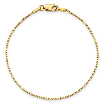 14K Yellow Gold 1mm Box With Lobster Clasp Chain Anklet