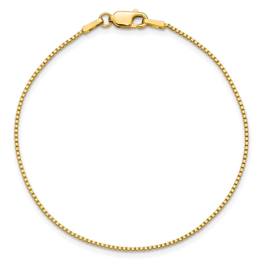 14K Yellow Gold 1mm Box With Lobster Clasp Chain Bracelet