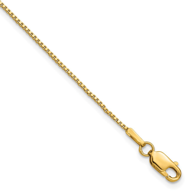 14K Yellow Gold 1mm Box With Lobster Clasp Chain Bracelet