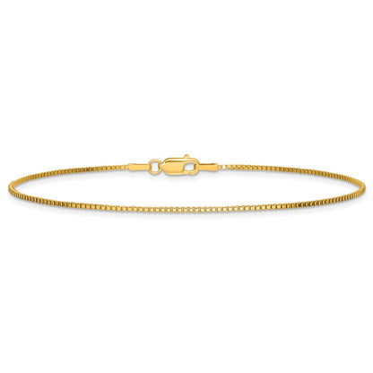 14K Yellow Gold 9 Inch 1.05mm Box With Lobster Clasp Anklet