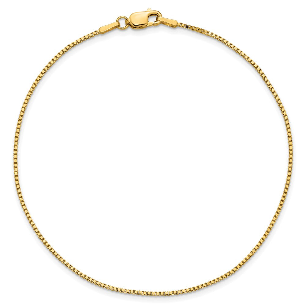 14K Yellow Gold 9 Inch 1.05mm Box With Lobster Clasp Anklet