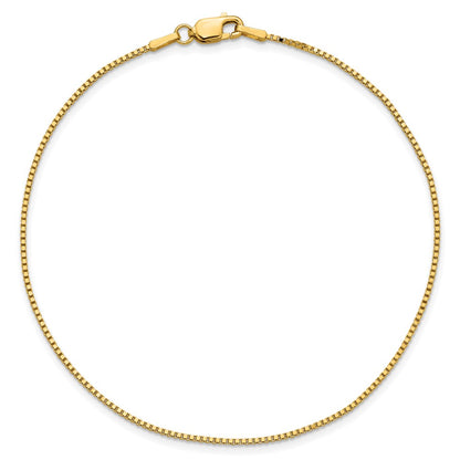 14K Yellow Gold 9 Inch 1.05mm Box With Lobster Clasp Anklet
