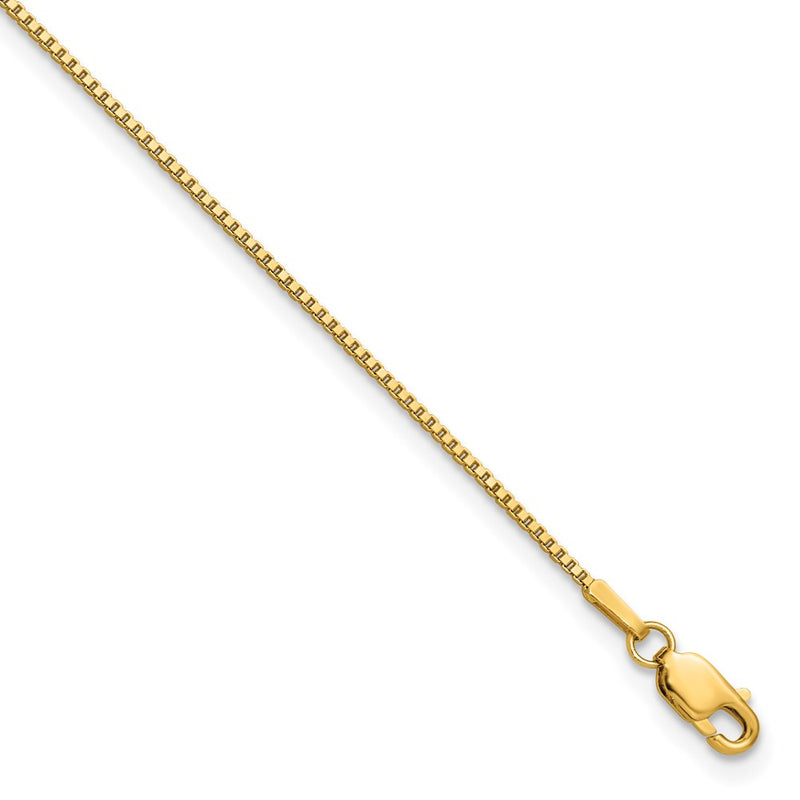 14K Yellow Gold 1.05mm Box With Lobster Clasp Chain Anklet
