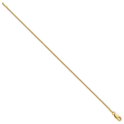14K Yellow Gold 9 Inch 1.1mm Box With Lobster Clasp Anklet