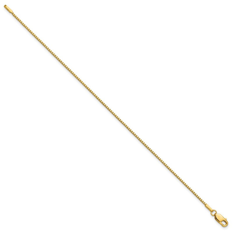 14K Yellow Gold 1.1mm Box With Lobster Clasp Chain Bracelet