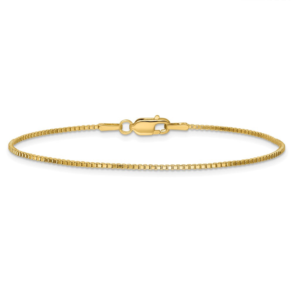 14K Yellow Gold 9 Inch 1.1mm Box With Lobster Clasp Anklet