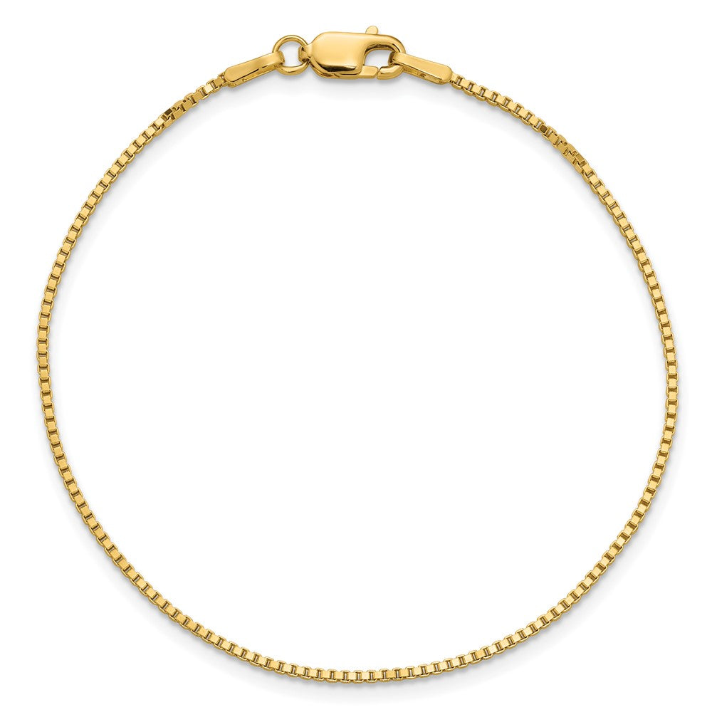 14K Yellow Gold 9 Inch 1.1mm Box With Lobster Clasp Anklet