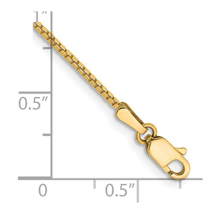 14K Yellow Gold 9 Inch 1.1mm Box With Lobster Clasp Anklet