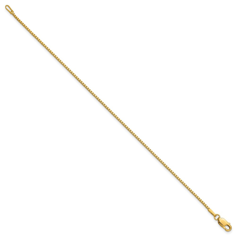 14K Yellow Gold 1.4mm Box With Lobster Clasp Chain Anklet