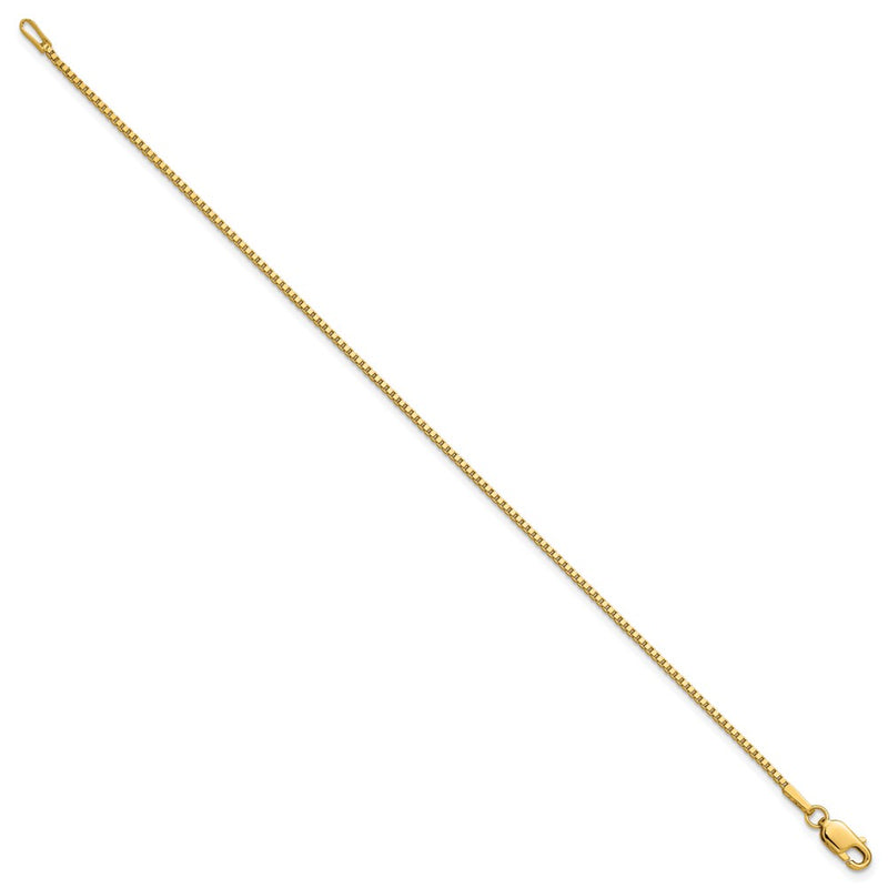 14K Yellow Gold 1.4mm Box With Lobster Clasp Chain Anklet