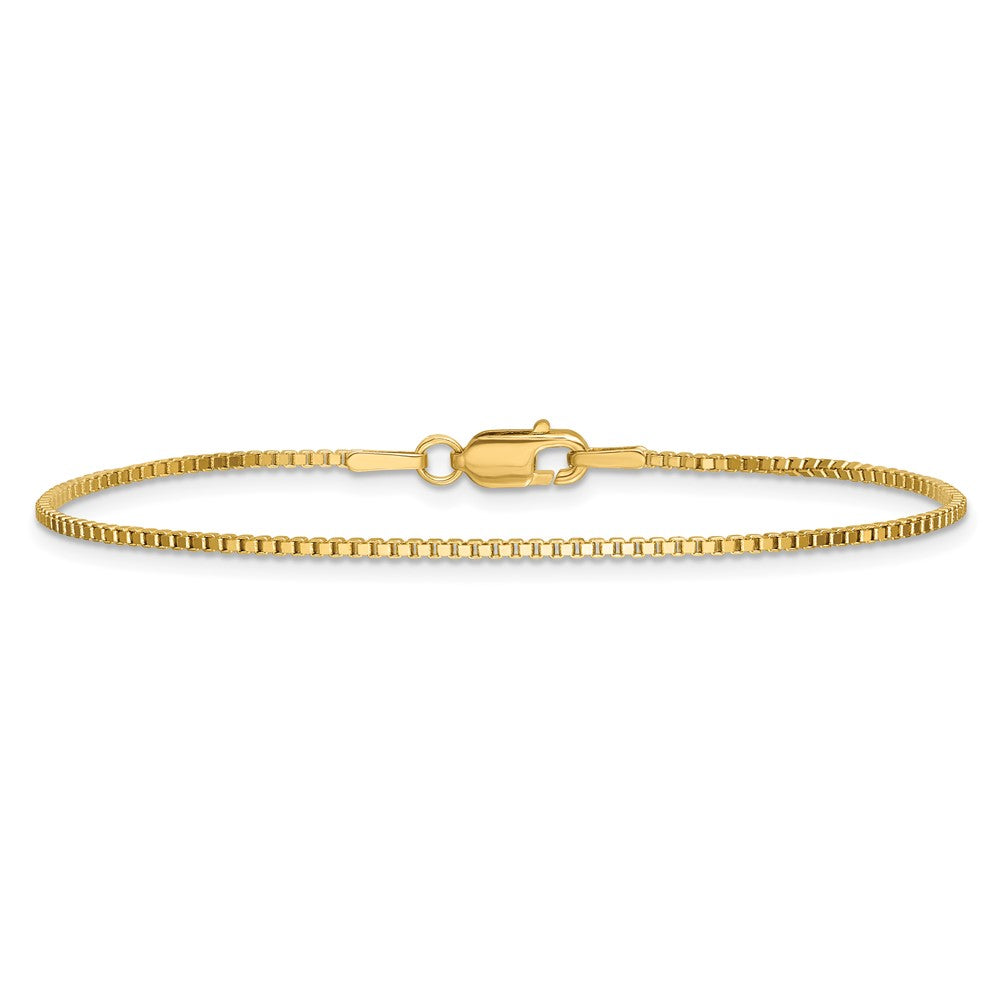 14K Yellow Gold 1.4mm Box With Lobster Clasp Chain Anklet