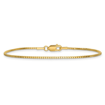 14K Yellow Gold 1.4mm Box With Lobster Clasp Chain Anklet