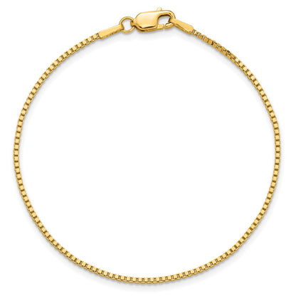 14K Yellow Gold 1.4mm Box With Lobster Clasp Chain Anklet