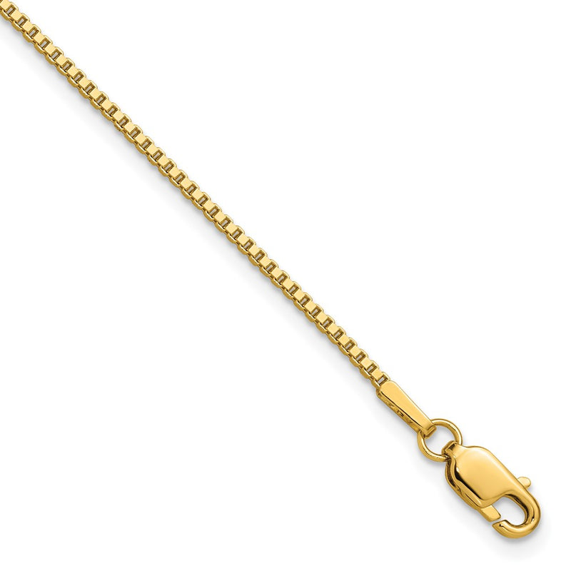 14K Yellow Gold 1.4mm Box With Lobster Clasp Chain Anklet