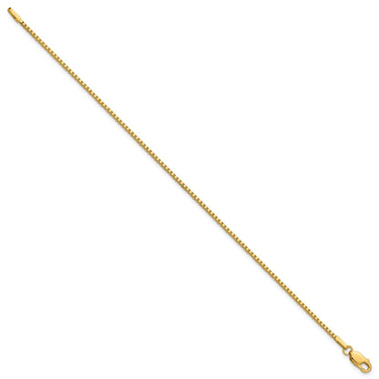 14K Yellow Gold 1.5mm Box With Lobster Clasp Chain Bracelet