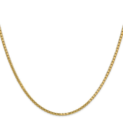 14K Yellow Gold 1.9mm Box With Lobster Clasp Chain Necklace