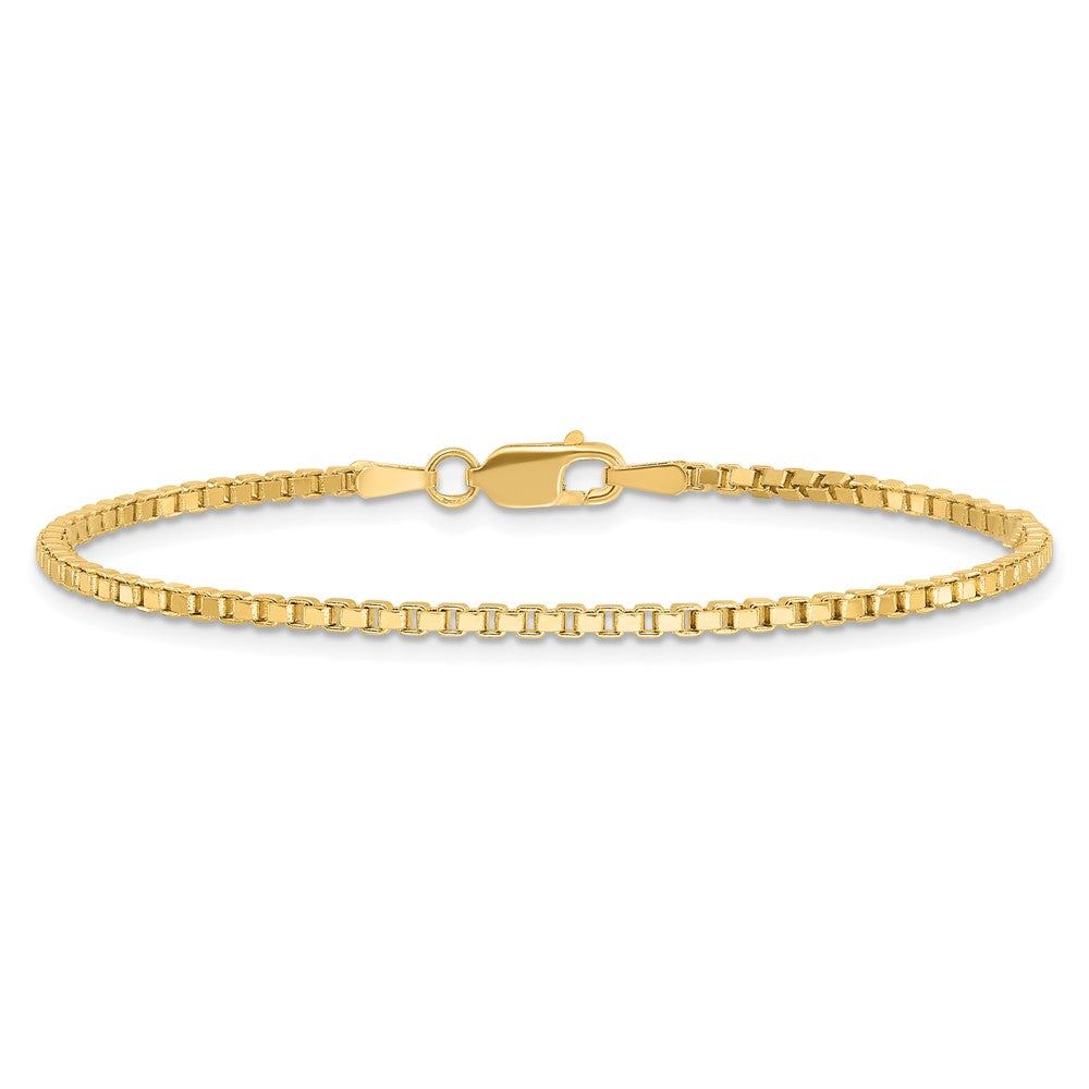 14K Yellow Gold 1.9mm Box With Lobster Clasp Chain Bracelet