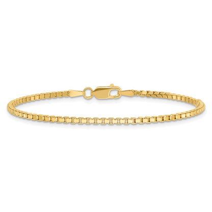 14K Yellow Gold 1.9mm Box With Lobster Clasp Chain Bracelet