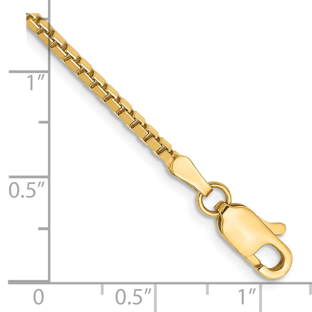 14K Yellow Gold 1.9mm Box With Lobster Clasp Chain Bracelet