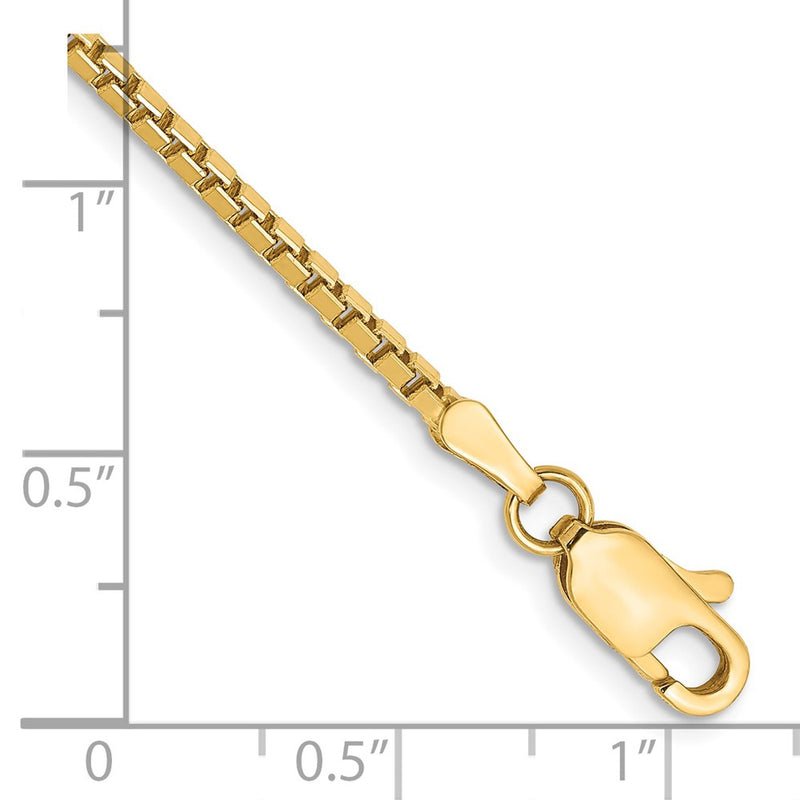 14K Yellow Gold 1.9mm Box With Lobster Clasp Chain Bracelet