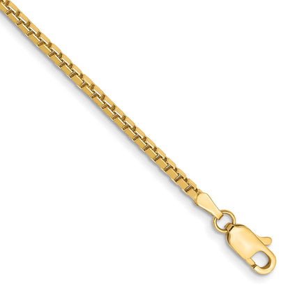 14K Yellow Gold 1.9mm Box With Lobster Clasp Chain Bracelet